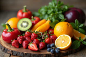 Assortiment coloré de fruits et légumes rares débutant par L
