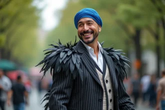 Homme en cosplay de Mr Two One Piece souriant en extérieur
