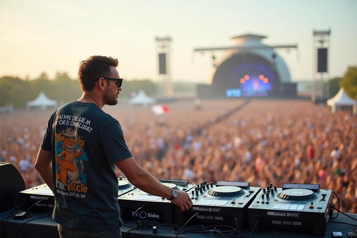 DJ français connu en performance live sur scène lors d'un grand festival de musique électronique