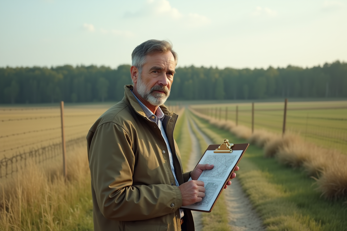 Geometre homme en plein air avec carte topographique