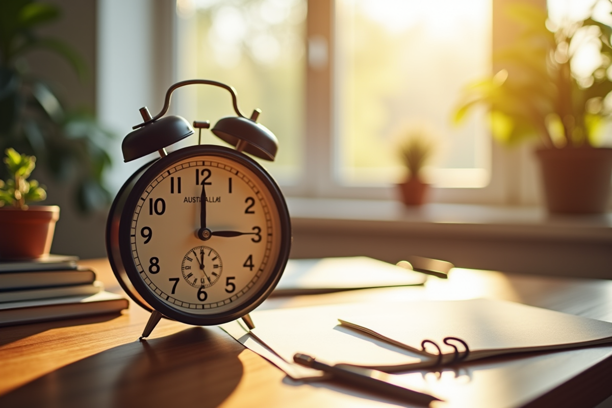 Horloge monde classique sur bureau en bois lumineux