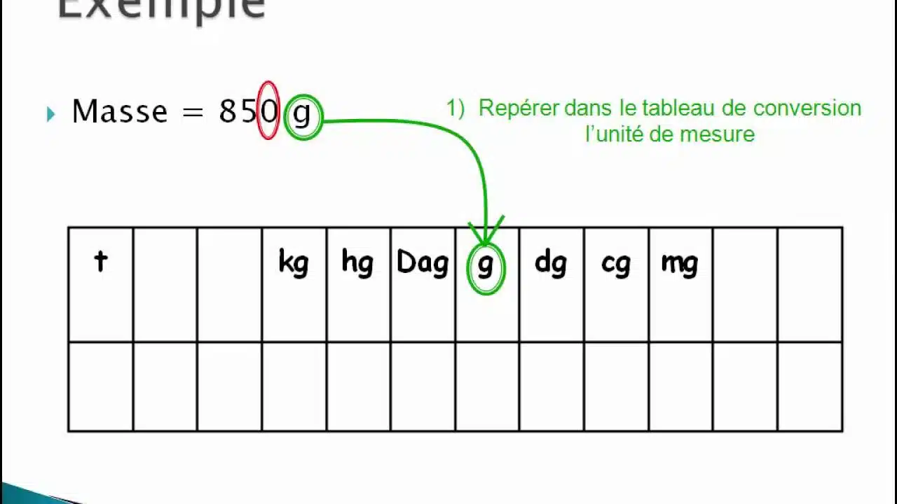 convertir les grammes en milligrammes