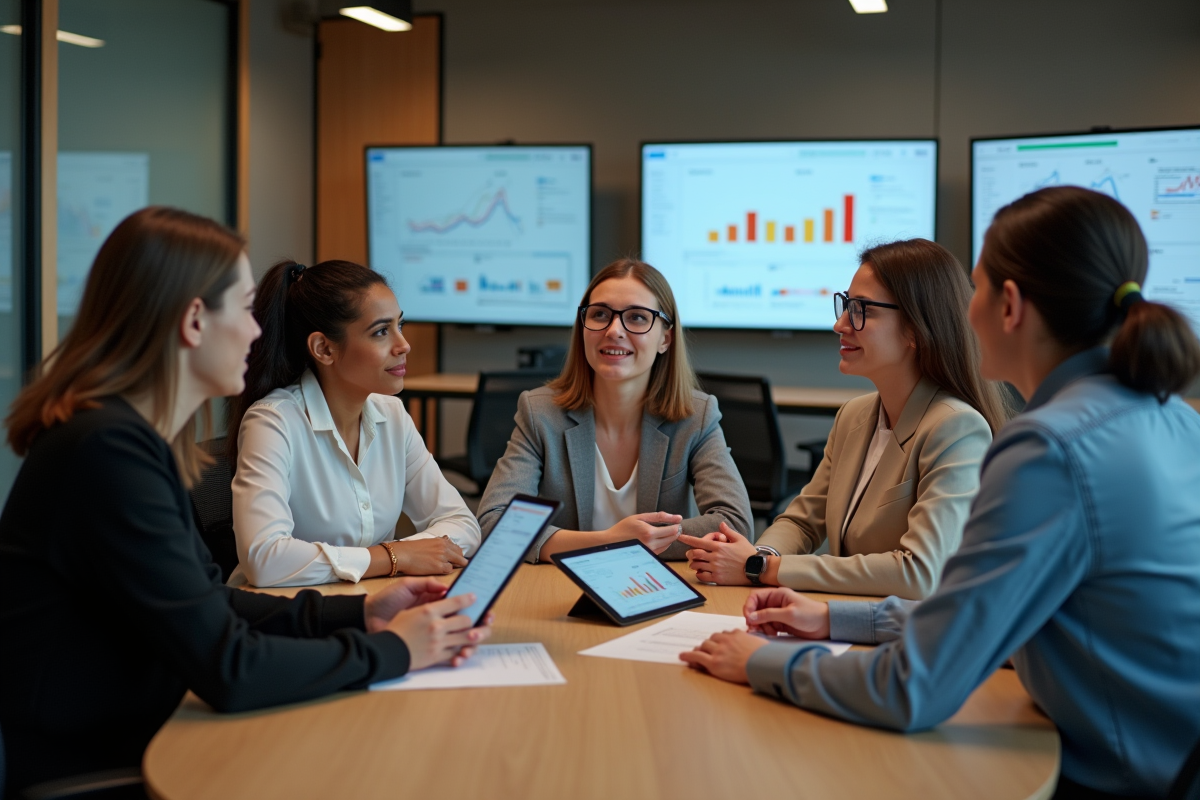 Groupe de jeunes professionnels lors d